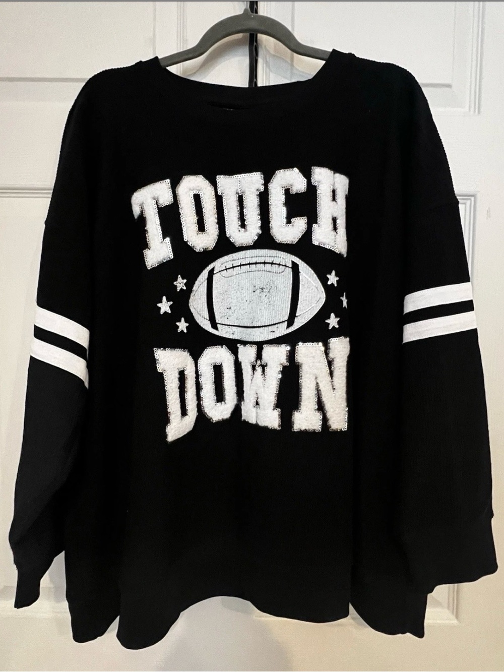 Black "Touchdown" Football Graphic Sweater